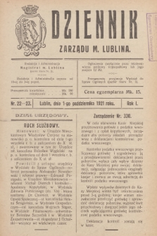 Dziennik Zarządu m. Lublina. R.1, 1921, nr 22