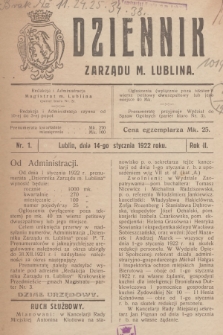 Dziennik Zarządu m. Lublina. R.2, 1922, nr 1