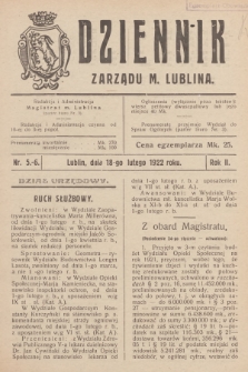 Dziennik Zarządu m. Lublina. R.2, 1922, nr 5-6