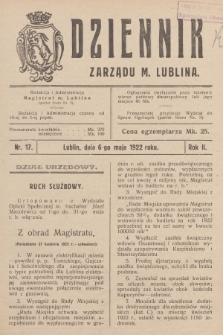 Dziennik Zarządu m. Lublina. R.2, 1922, nr 17