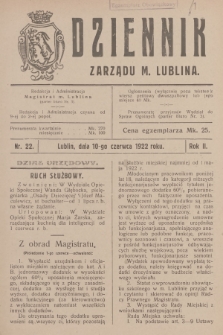 Dziennik Zarządu m. Lublina. R.2, 1922, nr 22