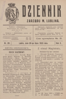 Dziennik Zarządu m. Lublina. R.2, 1922, nr 29