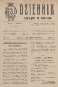Dziennik Zarządu m. Lublina. R.2, 1922, nr 30