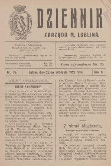 Dziennik Zarządu m. Lublina. R.2, 1922, nr 35