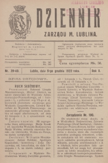 Dziennik Zarządu m. Lublina. R.2, 1922, nr 39-40