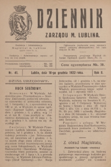 Dziennik Zarządu m. Lublina. R.2, 1922, nr 41