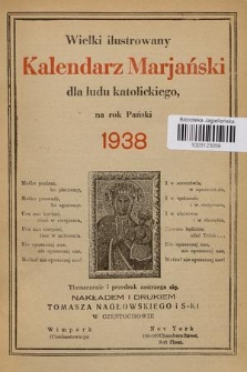 Wielki Ilustrowany Kalendarz Marjański dla Ludu Katolickiego na Rok Pański 1938