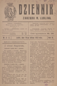 Dziennik Zarządu m. Lublina. R.3, 1923, nr 2-3