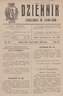 Dziennik Zarządu m. Lublina. R.3, 1923, nr 10