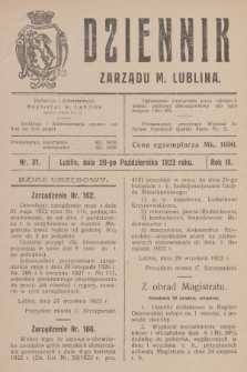 Dziennik Zarządu m. Lublina. R.3, 1923, nr 31