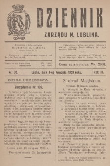 Dziennik Zarządu m. Lublina. R.3, 1923, nr 35