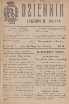 Dziennik Zarządu m. Lublina. R.4, 1924, nr 19-20