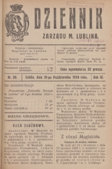 Dziennik Zarządu m. Lublina. R.4, 1924, nr 26