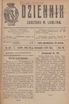 Dziennik Zarządu m. Lublina. R.4, 1924, nr 27