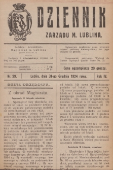 Dziennik Zarządu m. Lublina. R.4, 1924, nr 29