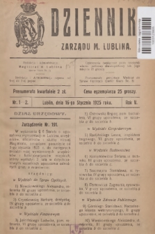 Dziennik Zarządu m. Lublina. R.5, 1925, nr 1-2