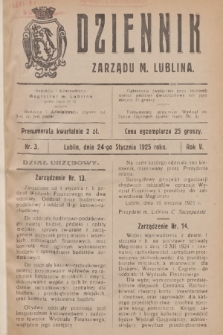 Dziennik Zarządu m. Lublina. R.5, 1925, nr 3