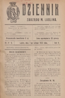 Dziennik Zarządu m. Lublina. R.5, 1925, nr 4-5