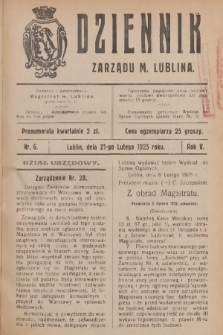 Dziennik Zarządu m. Lublina. R.5, 1925, nr 6