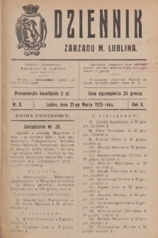 Dziennik Zarządu m. Lublina. R.5, 1925, nr 9