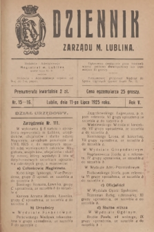 Dziennik Zarządu m. Lublina. R.5, 1925, nr 15-16
