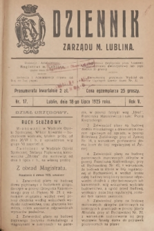 Dziennik Zarządu m. Lublina. R.5, 1925, nr 17