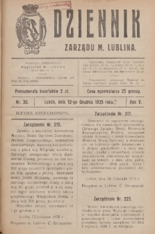 Dziennik Zarządu m. Lublina. R.5, 1925, nr 30