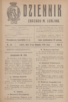 Dziennik Zarządu m. Lublina. R.5, 1925, nr 31