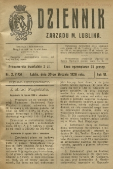 Dziennik Zarządu m. Lublina. R.6, 1926, nr 2 (175)