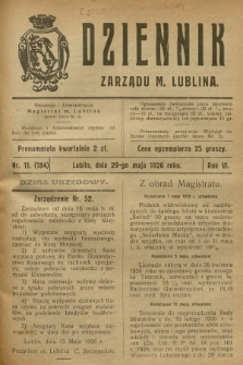 Dziennik Zarządu m. Lublina. R.6, 1926, nr 11 (184)