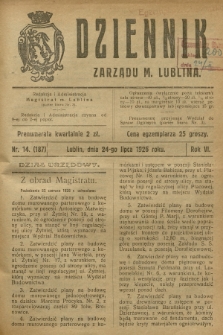 Dziennik Zarządu m. Lublina. R.6, 1926, nr 14 (187)