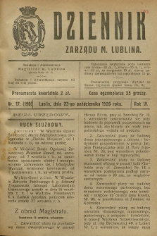 Dziennik Zarządu m. Lublina. R.6, 1926, nr 17 (190)