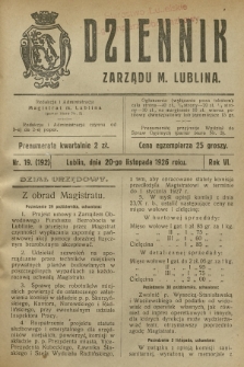 Dziennik Zarządu m. Lublina. R.6, 1926, nr 19 (192)