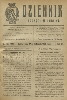 Dziennik Zarządu m. Lublina. R.6, 1926, nr 20 (193)