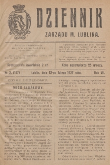 Dziennik Zarządu m. Lublina. R.7, 1927, nr 2 (197)