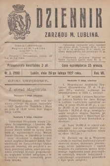 Dziennik Zarządu m. Lublina. R.7, 1927, nr 3 (198)