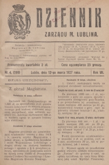 Dziennik Zarządu m. Lublina. R.7, 1927, nr 4 (199)