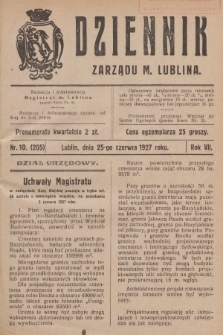 Dziennik Zarządu m. Lublina. R.7, 1927, nr 10 (205)