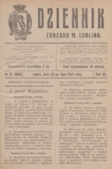 Dziennik Zarządu m. Lublina. R.7, 1927, nr 11 (206)