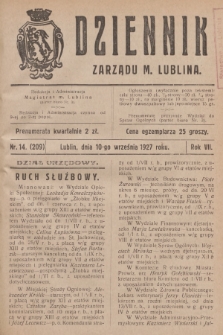 Dziennik Zarządu m. Lublina. R.7, 1927, nr 14 (209)