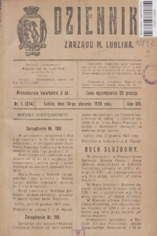 Dziennik Zarządu m. Lublina. R.8, 1928, nr 1 (214)