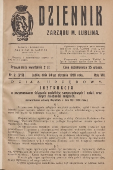 Dziennik Zarządu m. Lublina. R.8, 1928, nr 2 (215)