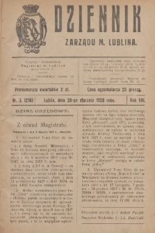 Dziennik Zarządu m. Lublina. R.8, 1928, nr 3 (216) + dodatek