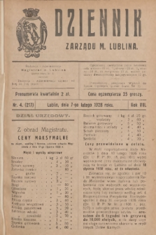 Dziennik Zarządu m. Lublina. R.8, 1928, nr 4 (217)