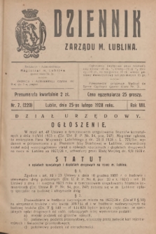 Dziennik Zarządu m. Lublina. R.8, 1928, nr 7 (220)