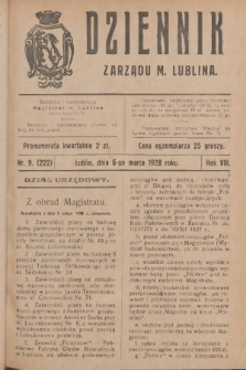 Dziennik Zarządu m. Lublina. R.8, 1928, nr 9 (222)