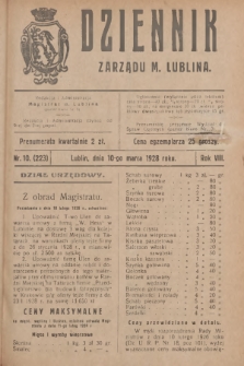 Dziennik Zarządu m. Lublina. R.8, 1928, nr 10 (223)