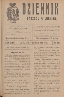 Dziennik Zarządu m. Lublina. R.8, 1928, nr 13 (226)