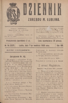 Dziennik Zarządu m. Lublina. R.8, 1928, nr 14 (227)