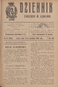 Dziennik Zarządu m. Lublina. R.8, 1928, nr 15 (228)
